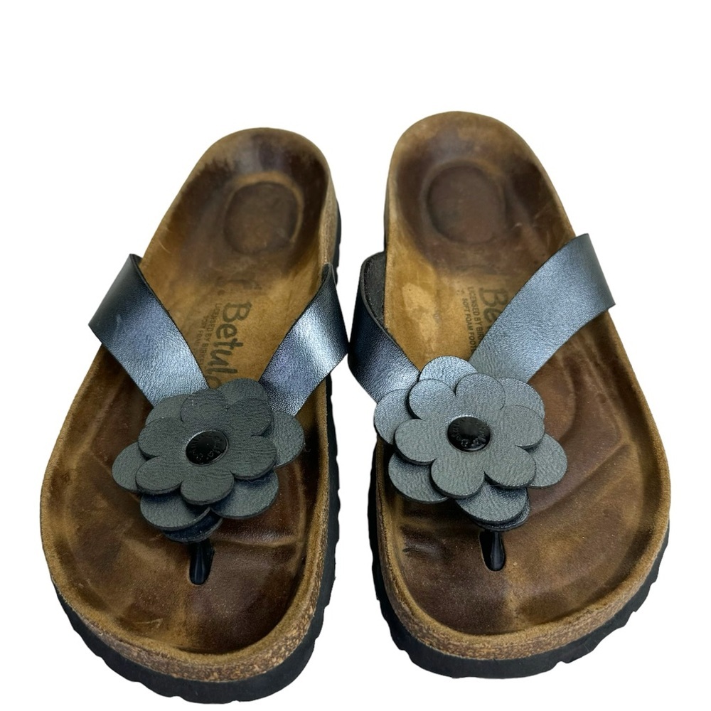 Birkenstock Betula Lene Flower Thong Silver Metallic Sandal Comfort Birko Shoe 8